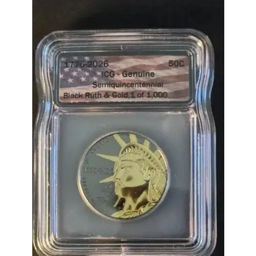 Liberty Half Dollar 1776-2026 | Black Ruthenium Finish with 24K Gold Highlights